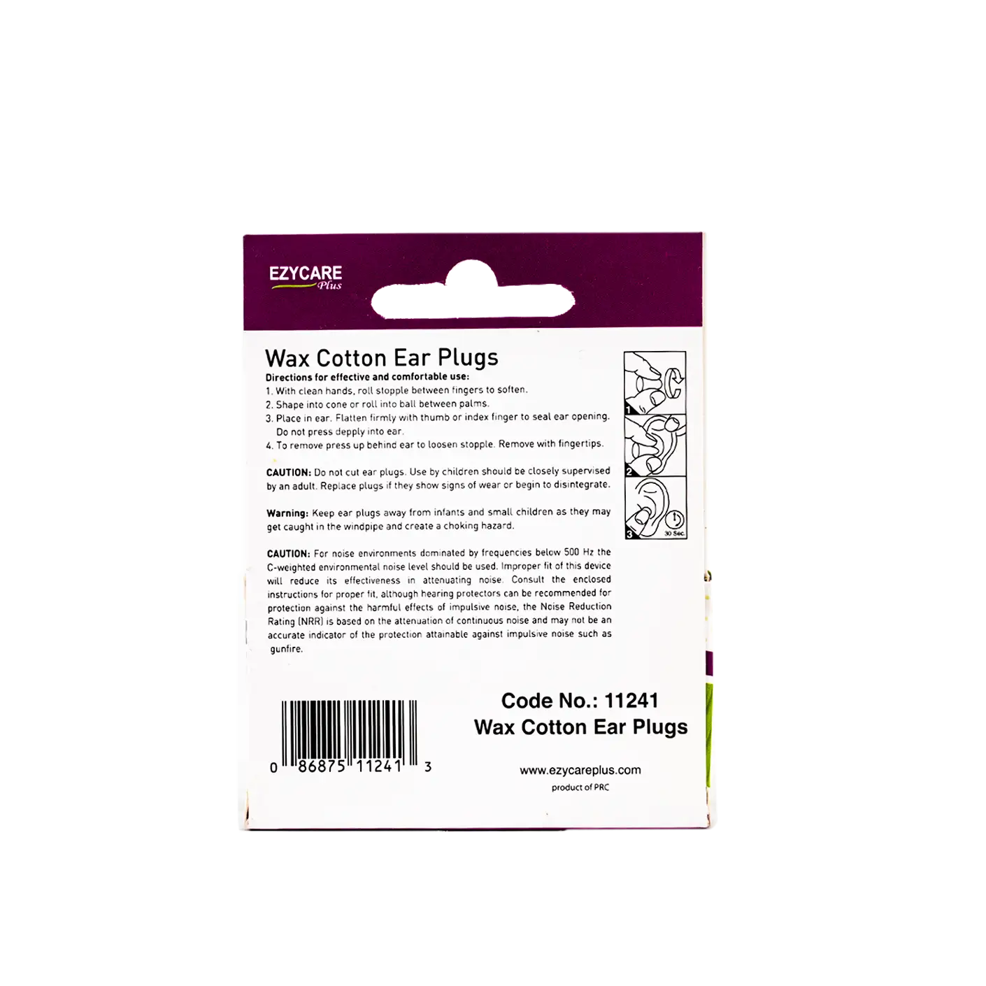 Ezycare Plus Wax Cotton Plugs 2Pairs  11241