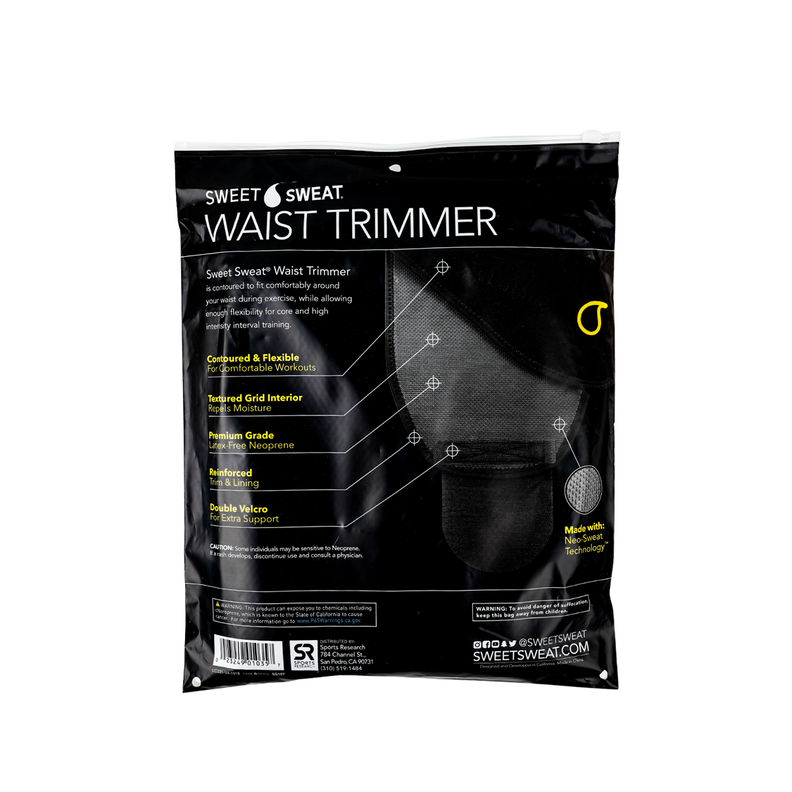 Sweet Sweat Waist Trimmer Black & Yellow-L