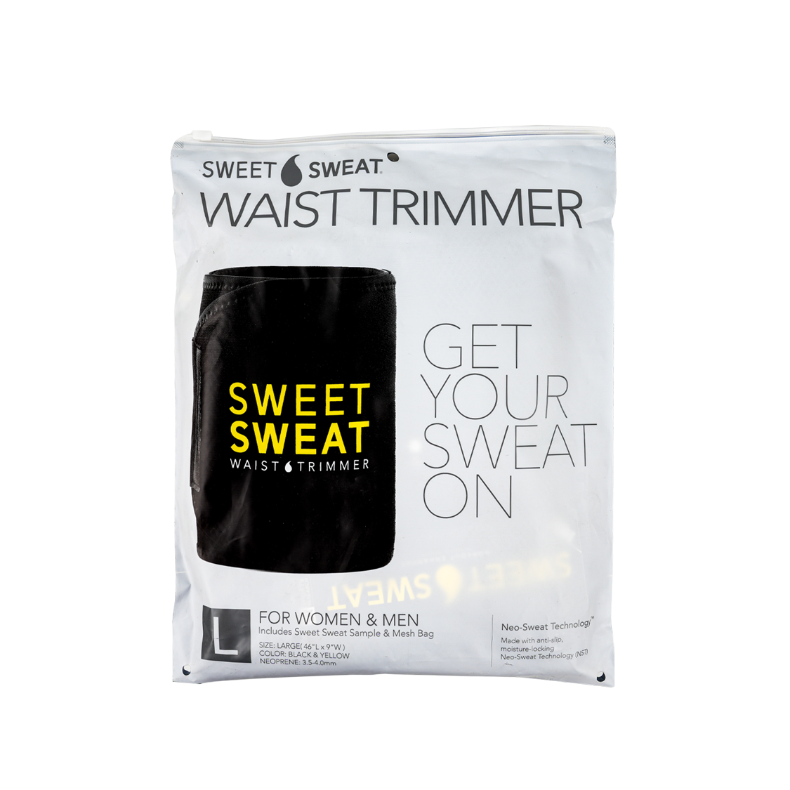 Sweet Sweat Waist Trimmer Black & Yellow-L