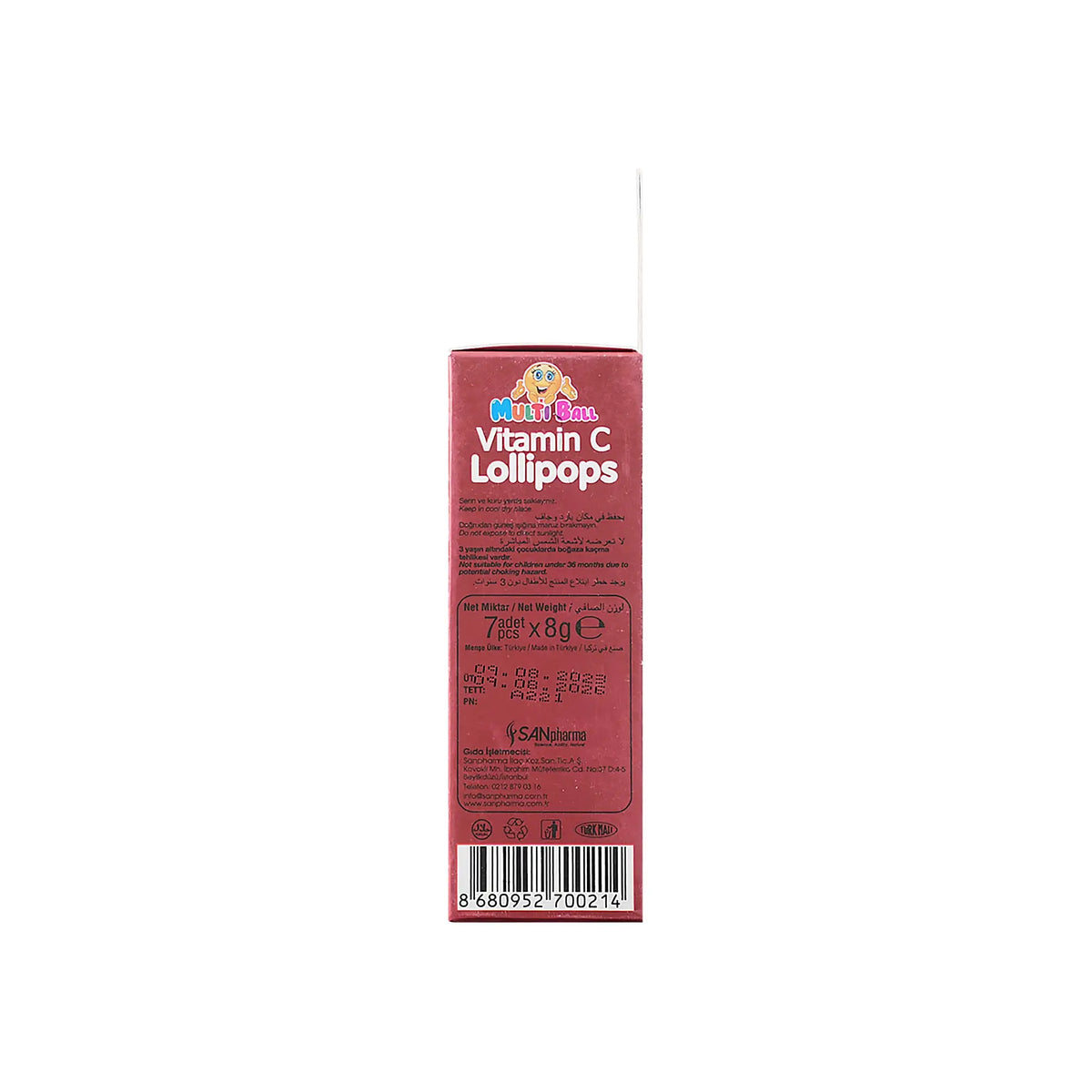 53262-Multiball Kids Vitamin C 7 Lollipops +1