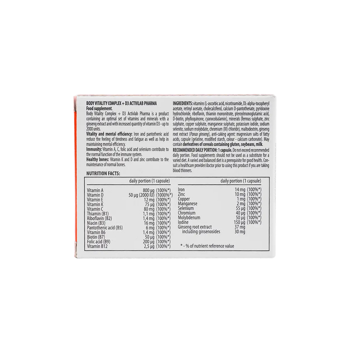 53333-Activlab Pharma Body Vitality Complex +D3 30Capsules +1