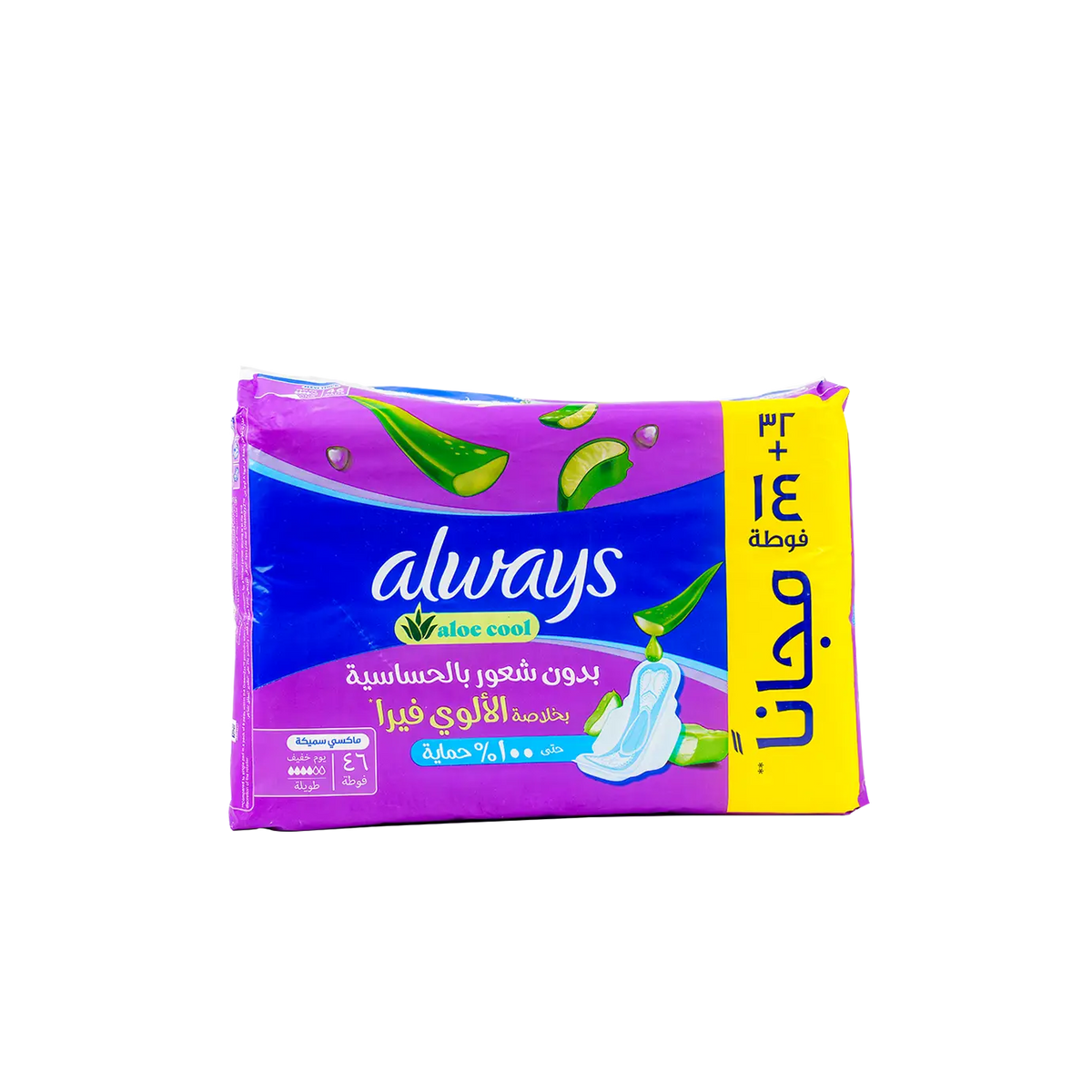 53343-Always Aloe Cool Maxi Thick Long 32+14 Pad +1