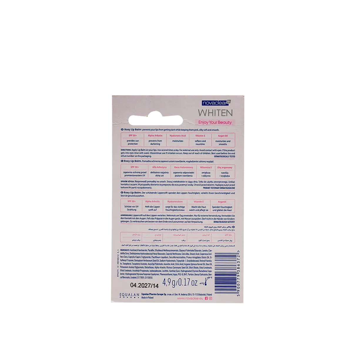 Novaclear Whiten Rosy Lip Balm SPF50+ 4.9g