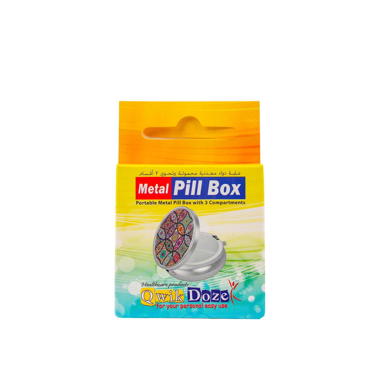 Qwik Doze Pill Box Metal 3 Compartments-6011