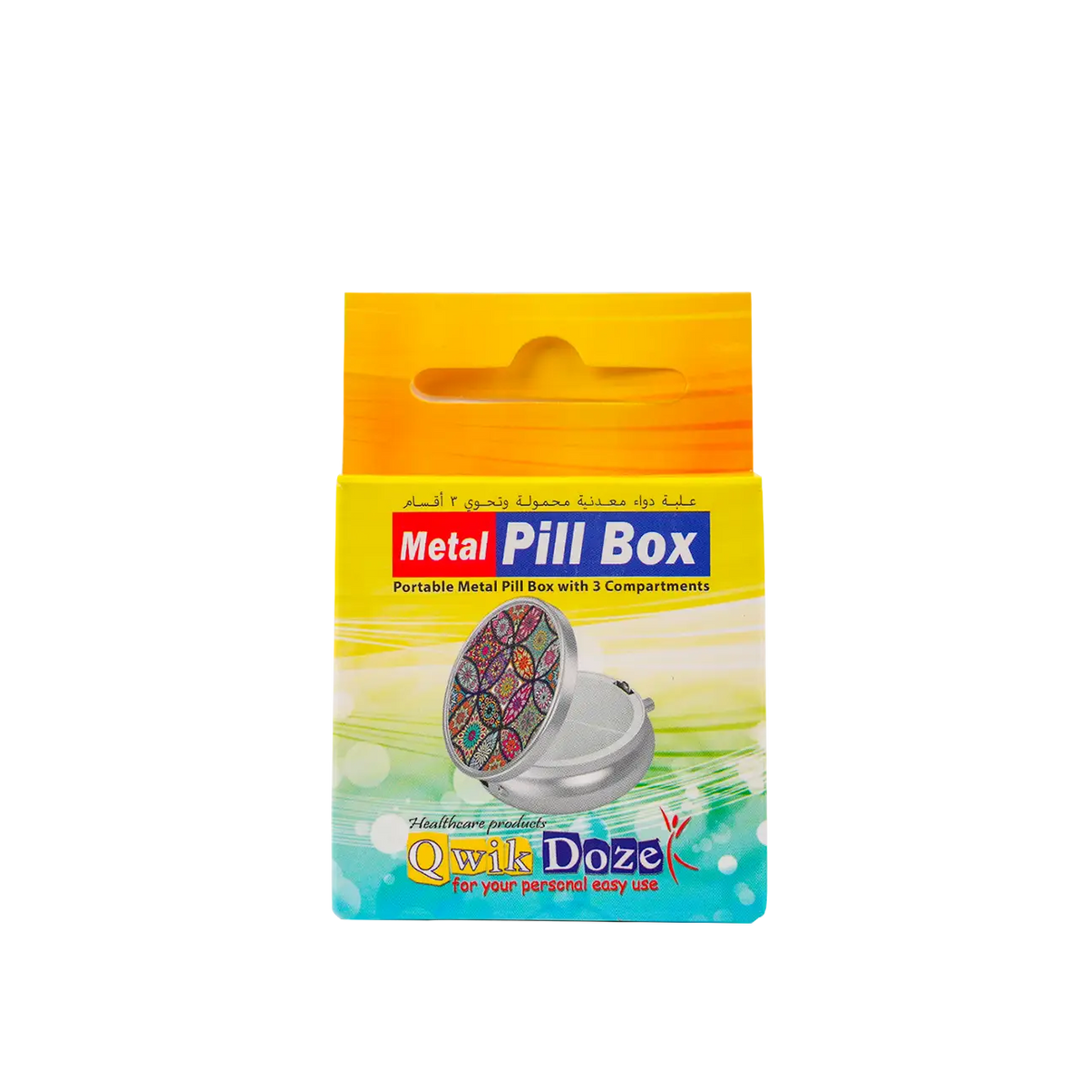 53360-Qwik Doze Pill Box Metal 3 Compartments-6011