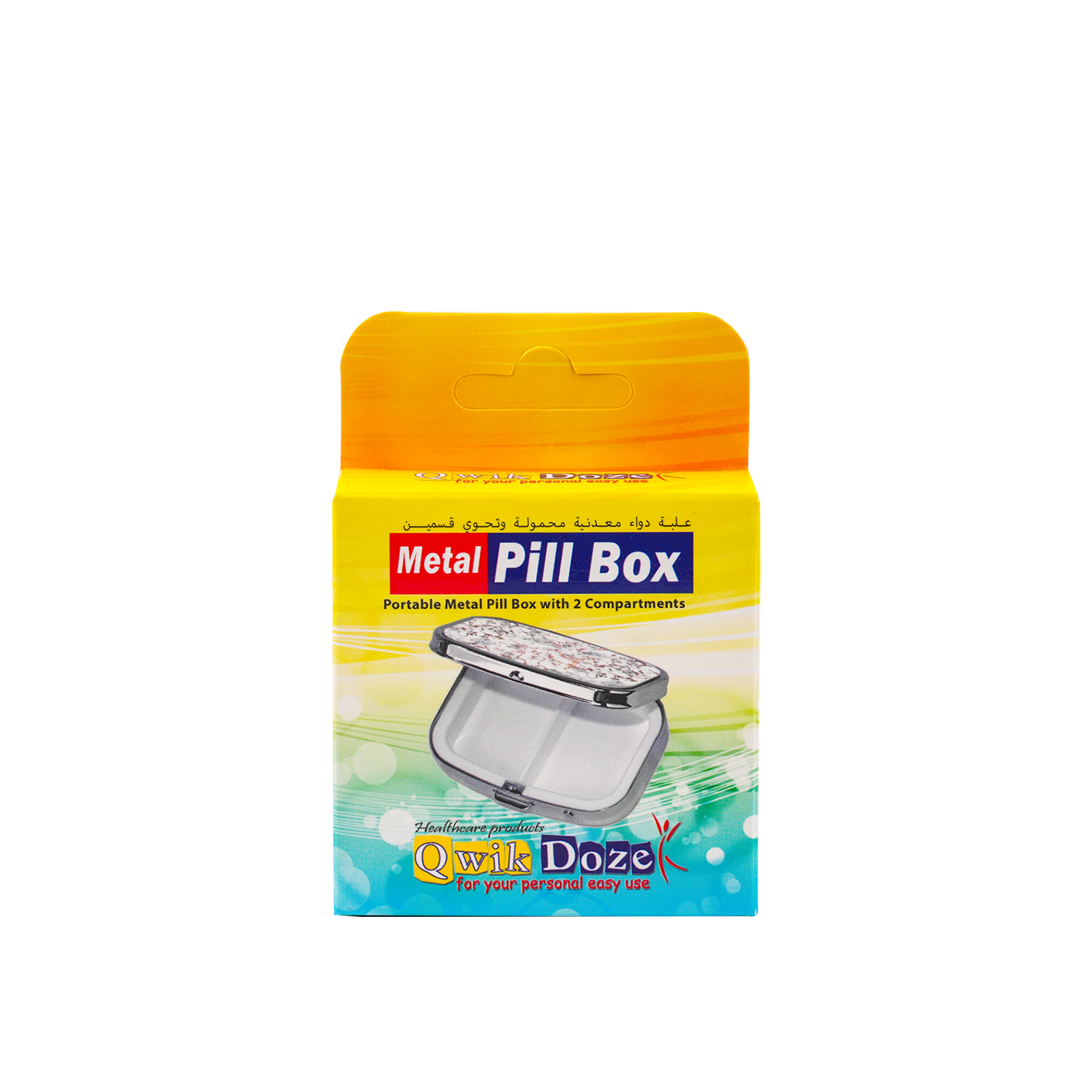 Qwik Doze Pill Box Metal 2 Compartments-0228