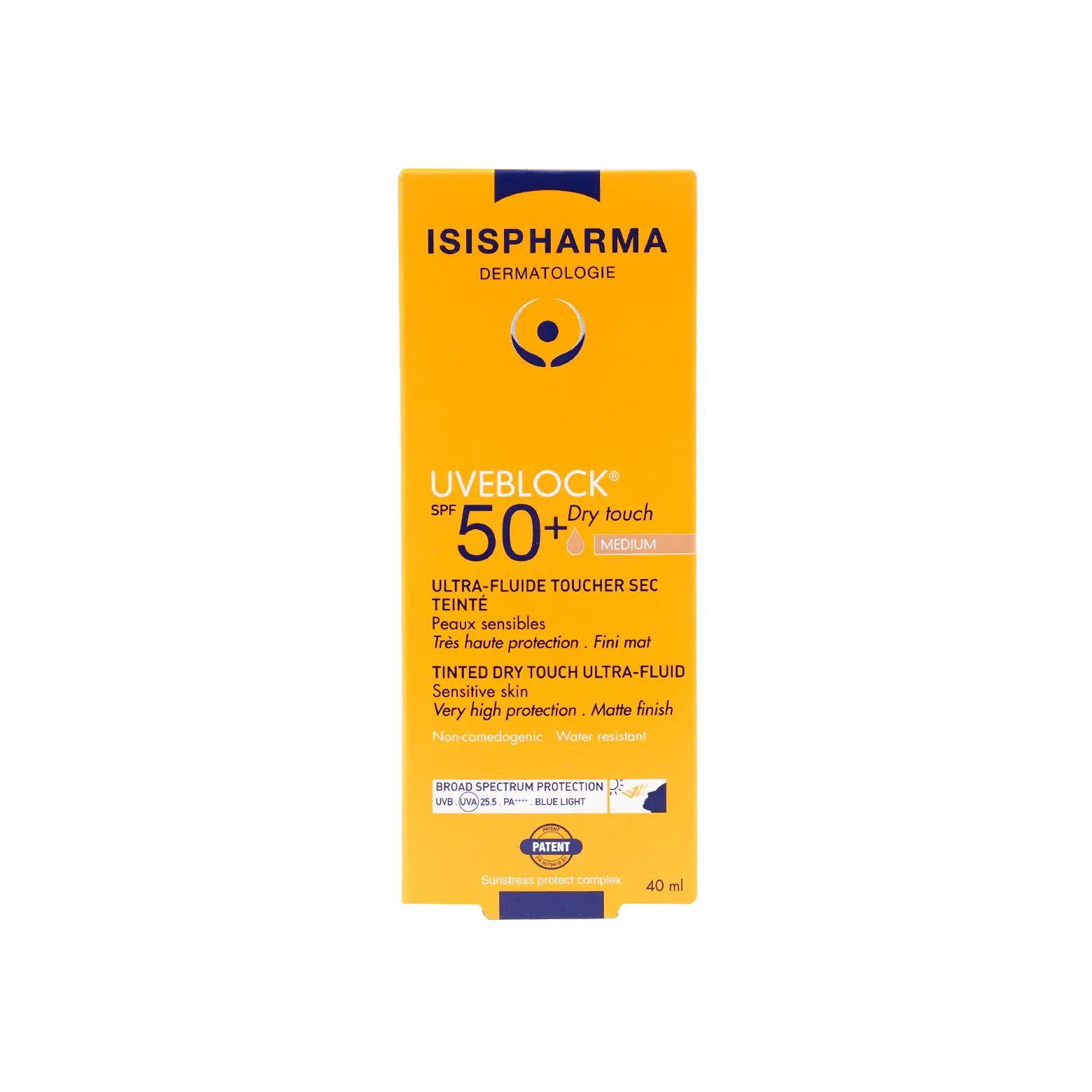 ISIS Uveblock Spf50+Tinted Dry Touch Fluid 40ml-Medium