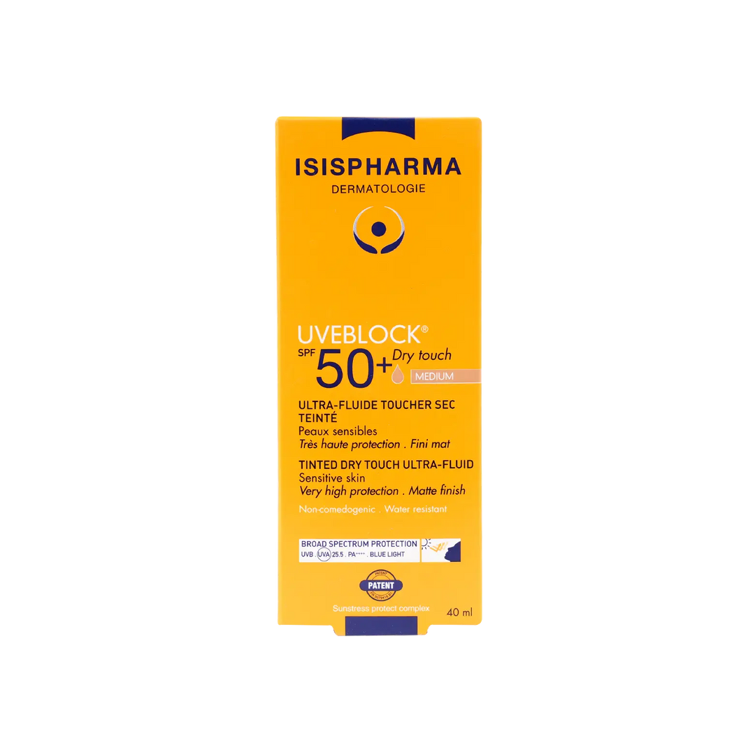 53375-ISIS Pharma Uveblock Spf50+Tinted Dry Touch Fluid 40ml-Medium +3
