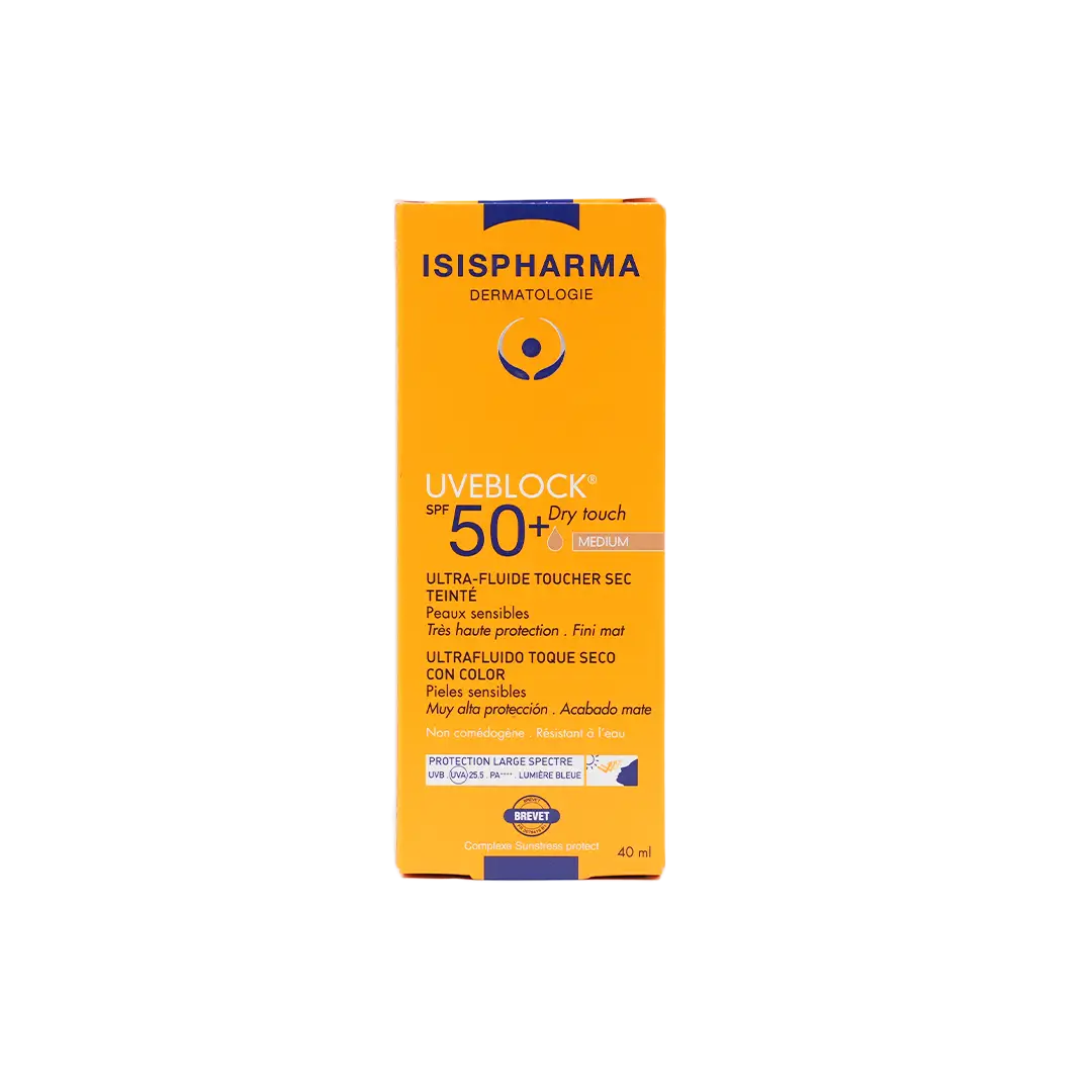 53375-ISIS Pharma Uveblock Spf50+Tinted Dry Touch Fluid 40ml-Medium