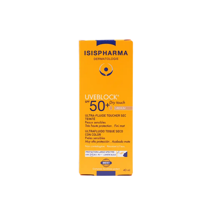 53375-ISIS Pharma Uveblock Spf50+Tinted Dry Touch Fluid 40ml-Medium