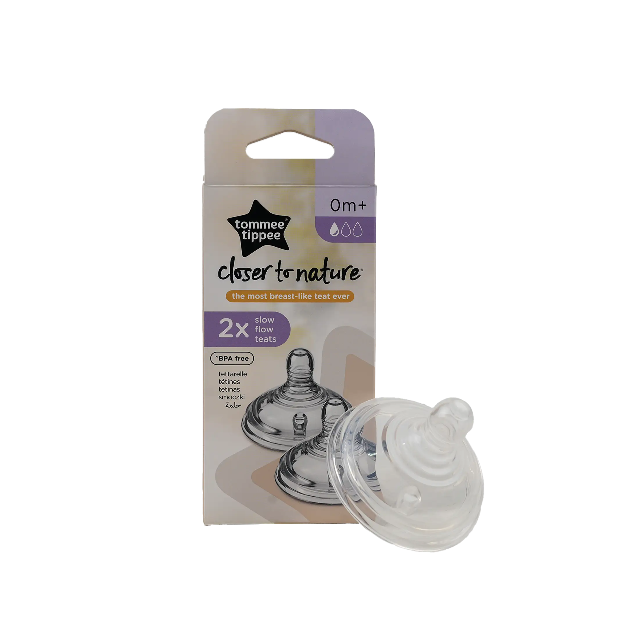 Tommee Tippee Closer To Nature Teats 0m+ Slow Flow X2 - 5847