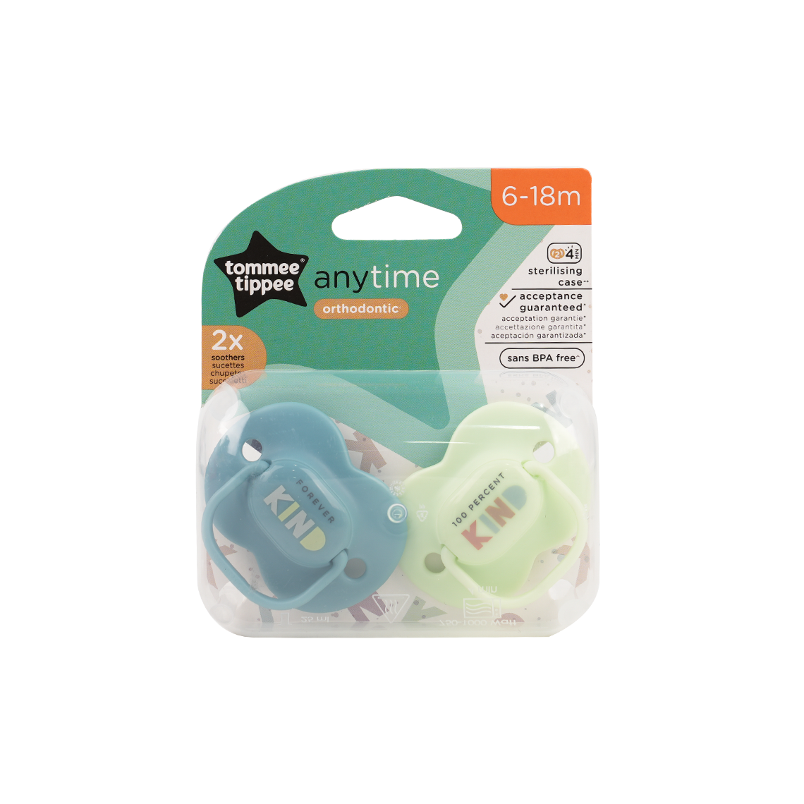 Tommee Tippee Closer To Nature Anytime Soother 6-18M X2-5449