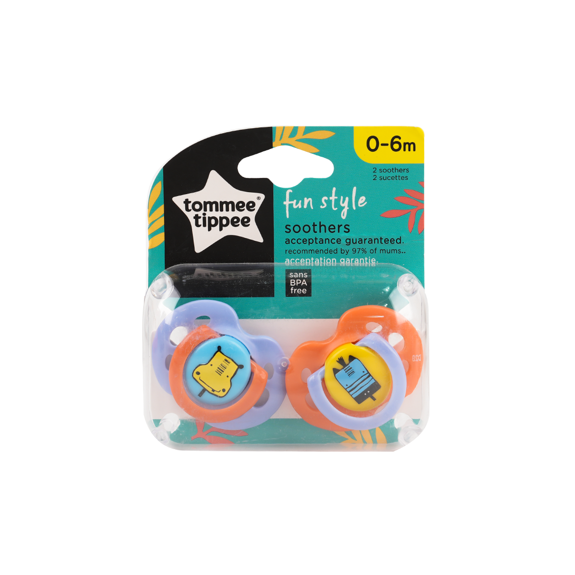 Tommee Tippee Closer To Nature Fun Soother 0-6M X2 - 3575