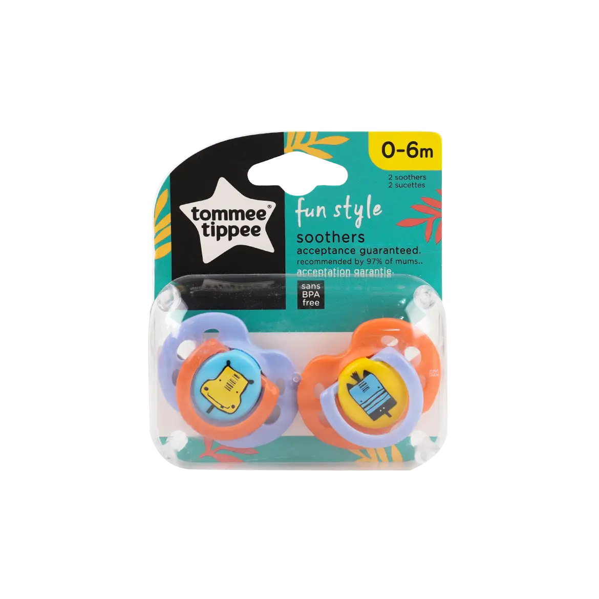 Tommee Tippee Closer To Nature Fun Soother 0-6M X2 - 3575