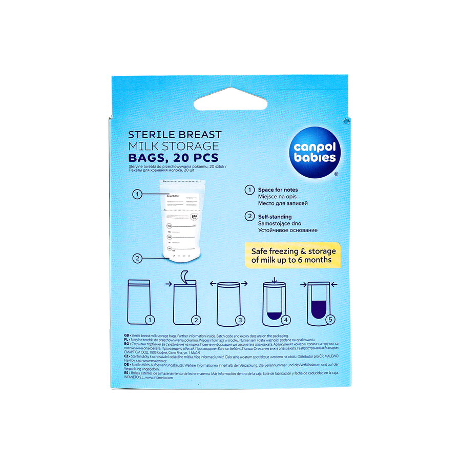 Canpol Sterile Breast Storage Bags 150ml 20Pcs