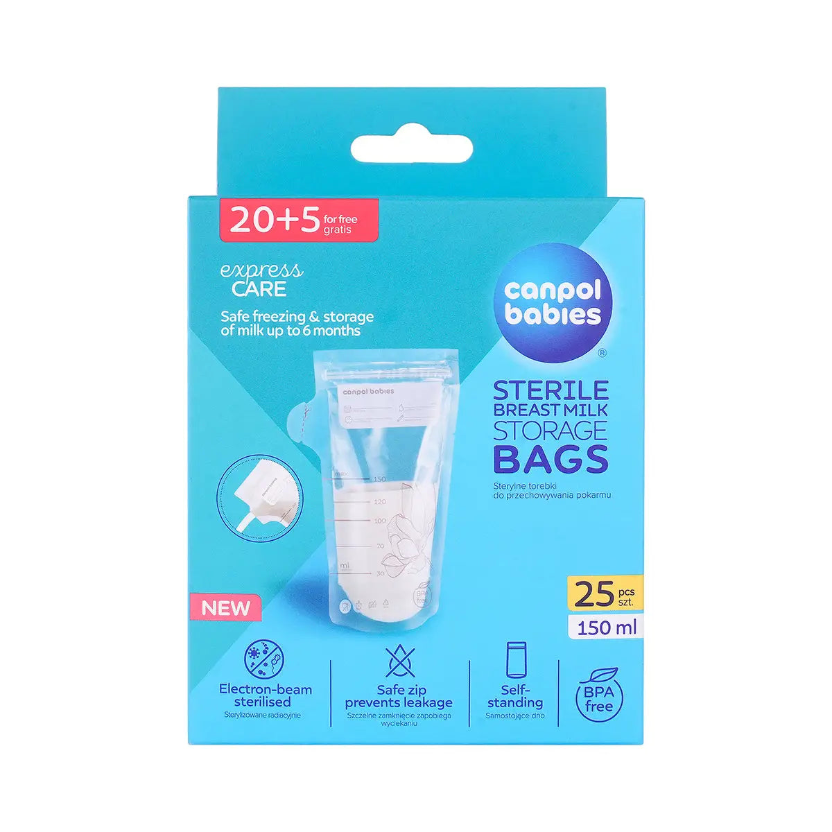 Canpol Sterile Breast Storage Bags 150ml 25Pcs
