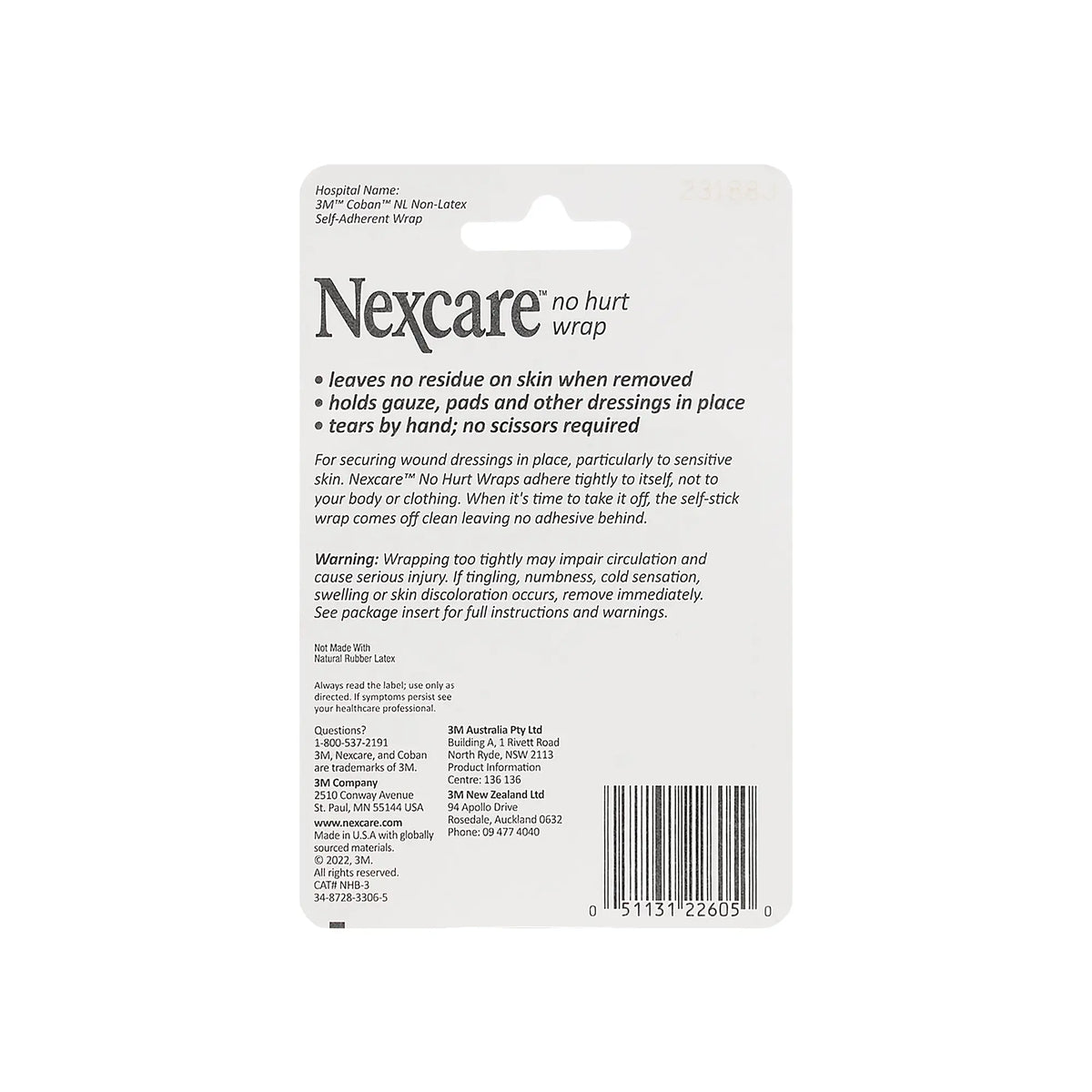 53447-Nexcare No Hurt Wrap 7.62cmx2m Blue- 6050 +1