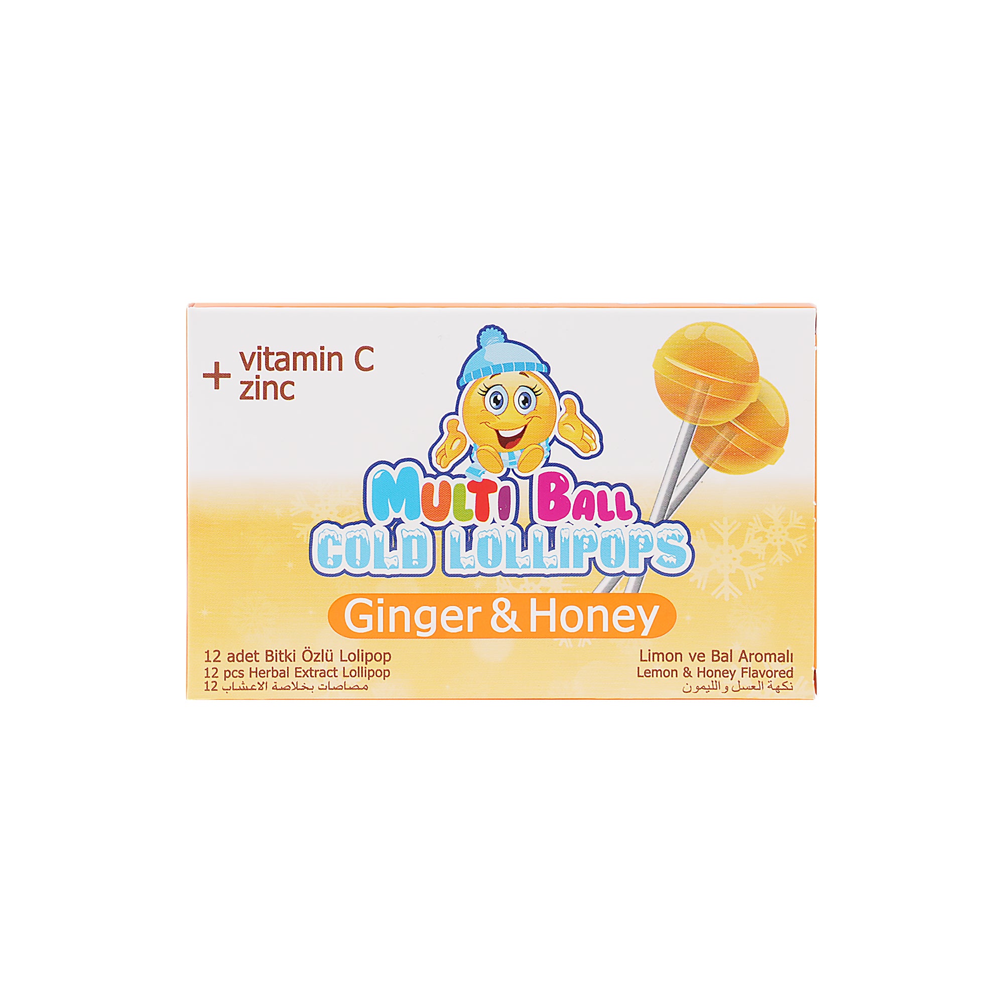 Multi Ball Cold Lollipops 12pcs-Ginger & Honey