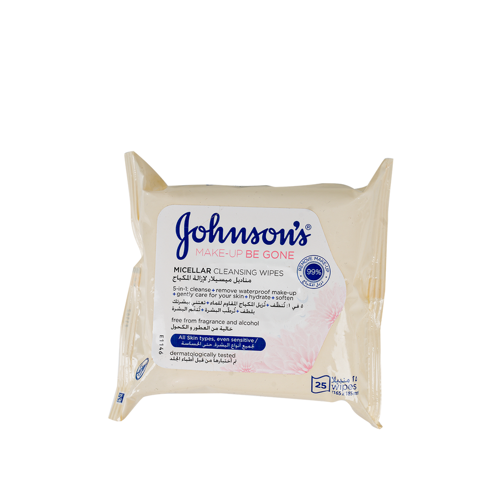 Johnson Makeup Be Gone Micellar Cleansing 25 Wipes-Sensitive