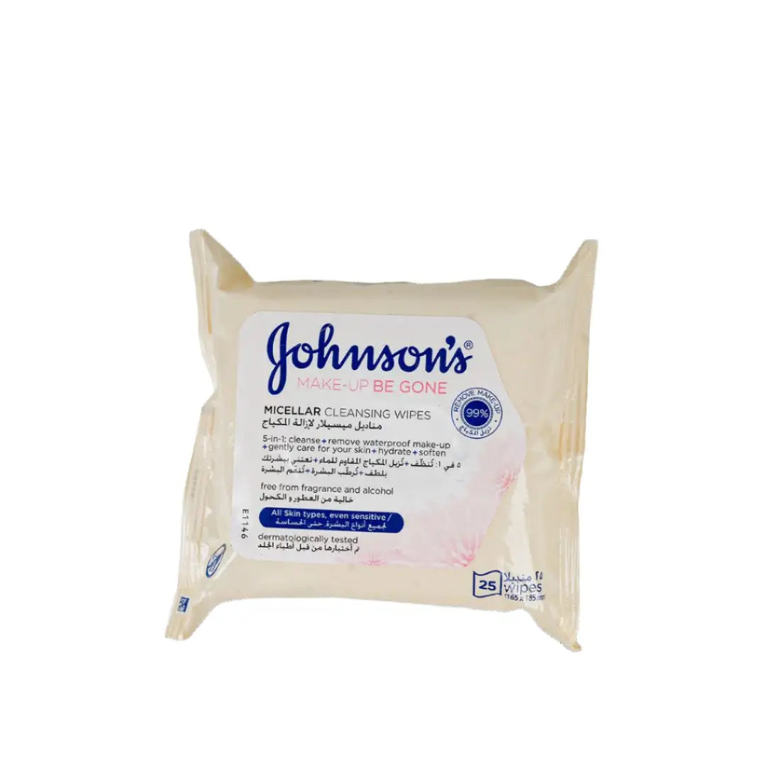 53552-Johnson's Makeup Be Gone Micellar Cleansing 25 Wipes-Sensiti