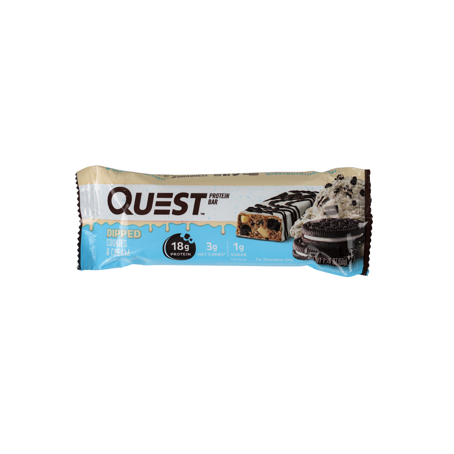 Quest Protein Bar 18g-Dipped Cookies & Cream 50G