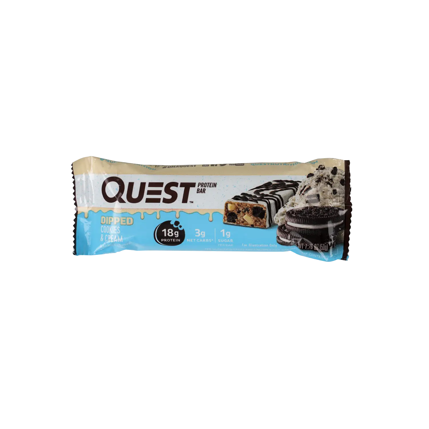 Quest Protein Bar 18g-Dipped Cookies & Cream 50G
