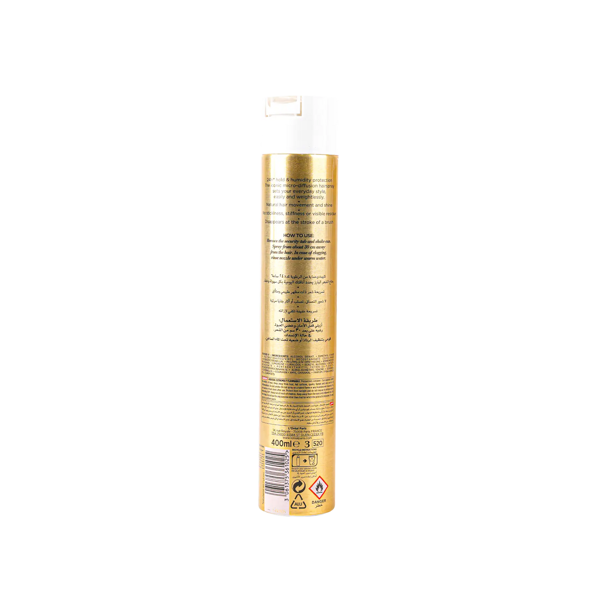 53674-L’oreal Elnett Micro-Diffusion Hairspray 400ml-Strong Hold +1