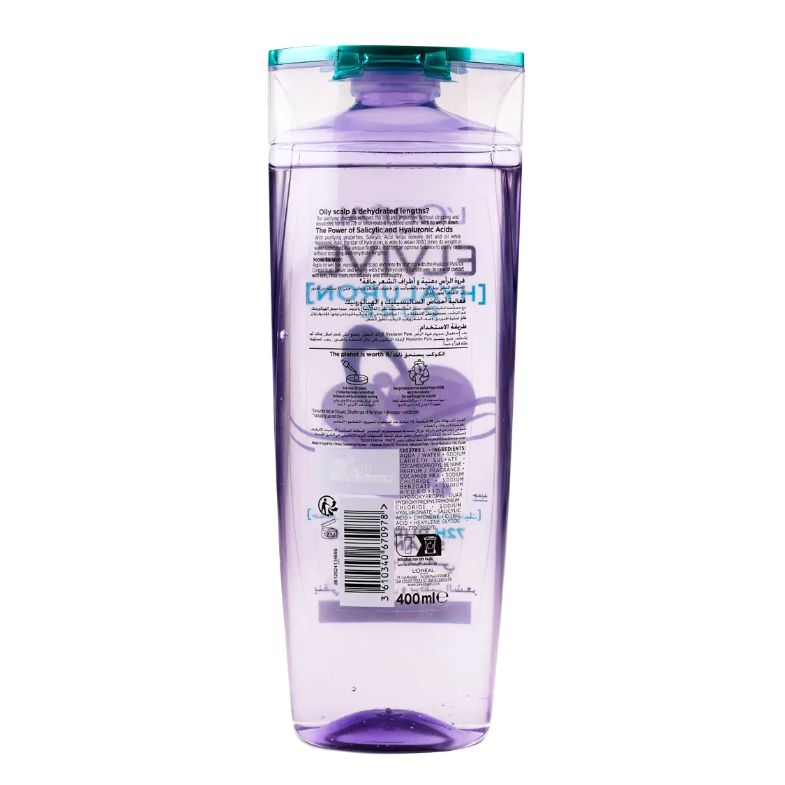 L'oreal Elvive Hyaluron Pure 72H Shampoo 400ml
