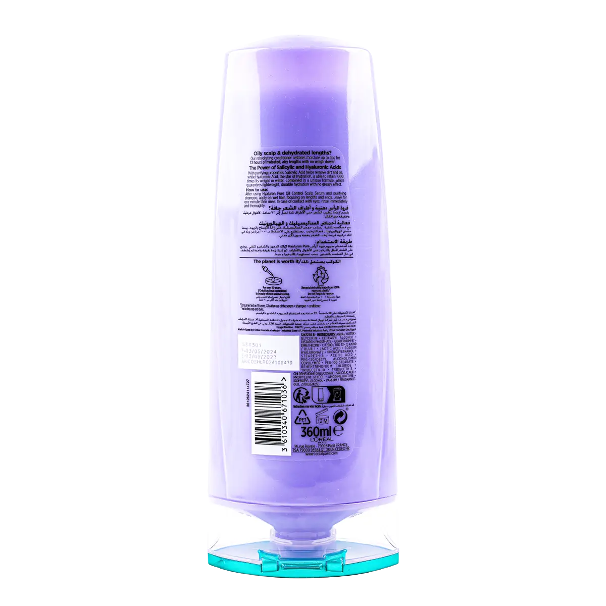 53732-L'oreal Elvive Hyaluron Pure 72H Conditioner 360ml +1
