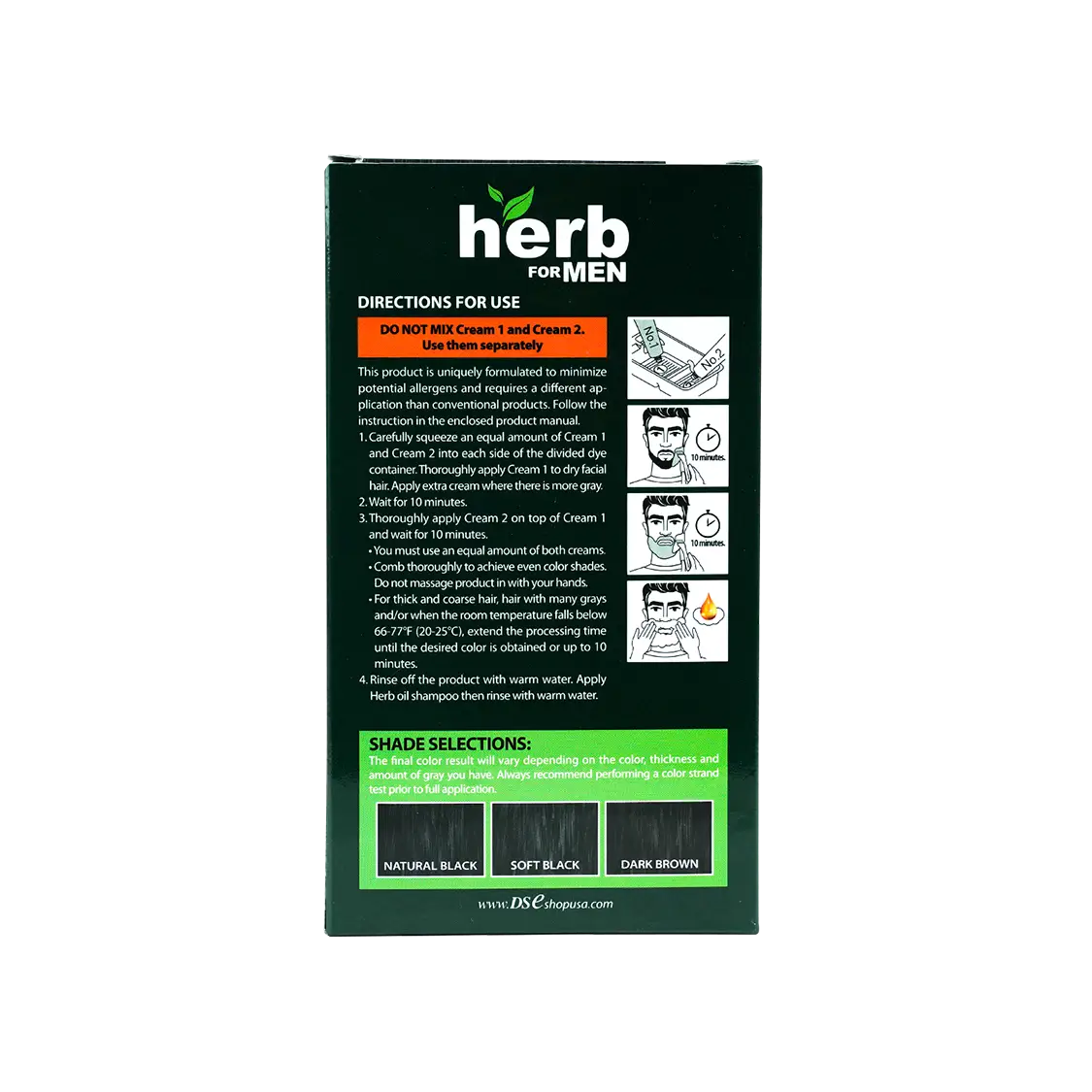 Herb For Men Mustache & Beard Dye Amm Free-Soft Black