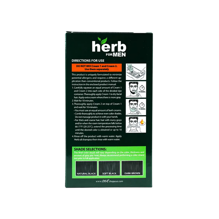 53781-Herb For Men Mustache &amp; Beard Dye Amm Free-Soft Black +3