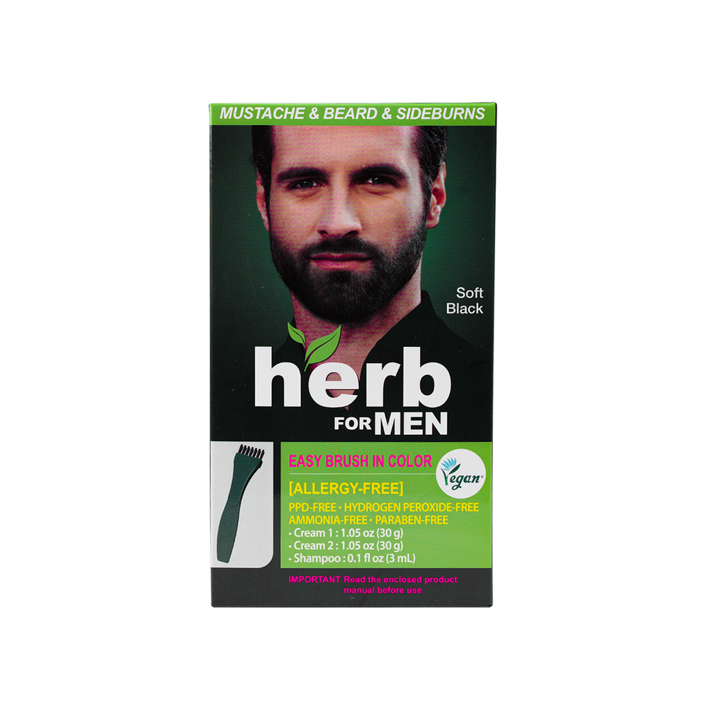 Herb For Men Mustache & Beard Dye Amm Free-Soft Black