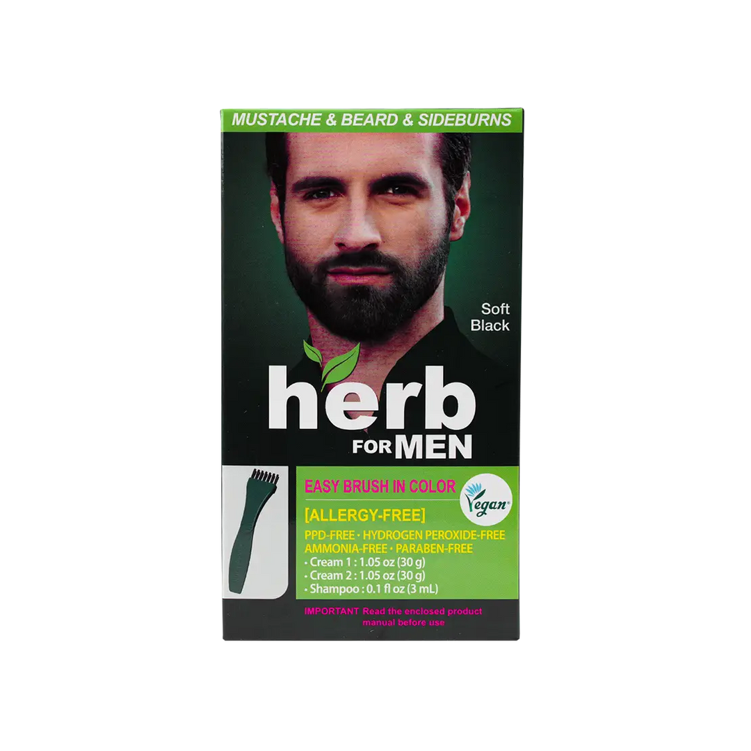 53781-Herb For Men Mustache &amp; Beard Dye Amm Free-Soft Black