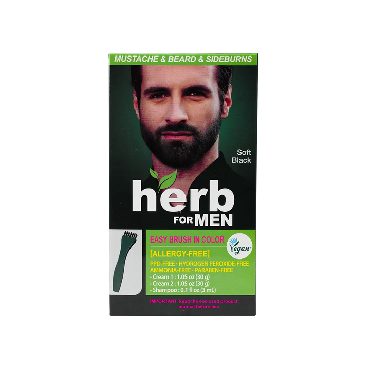 53781-Herb For Men Mustache &amp; Beard Dye Amm Free-Soft Black