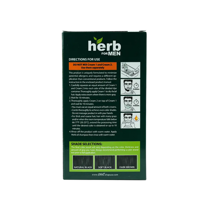 53782-Herb For Men Mustache &amp; Beard Dye Amm Free-Natural Black +3