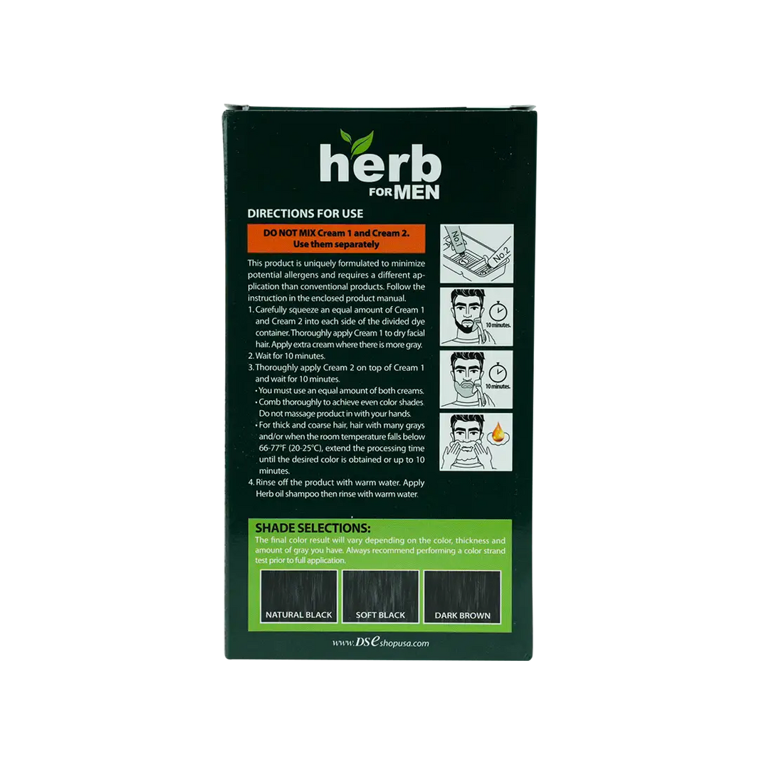 53783-Herb For Men Mustache &amp; Beard Dye Amm Free- Dark Brown +3