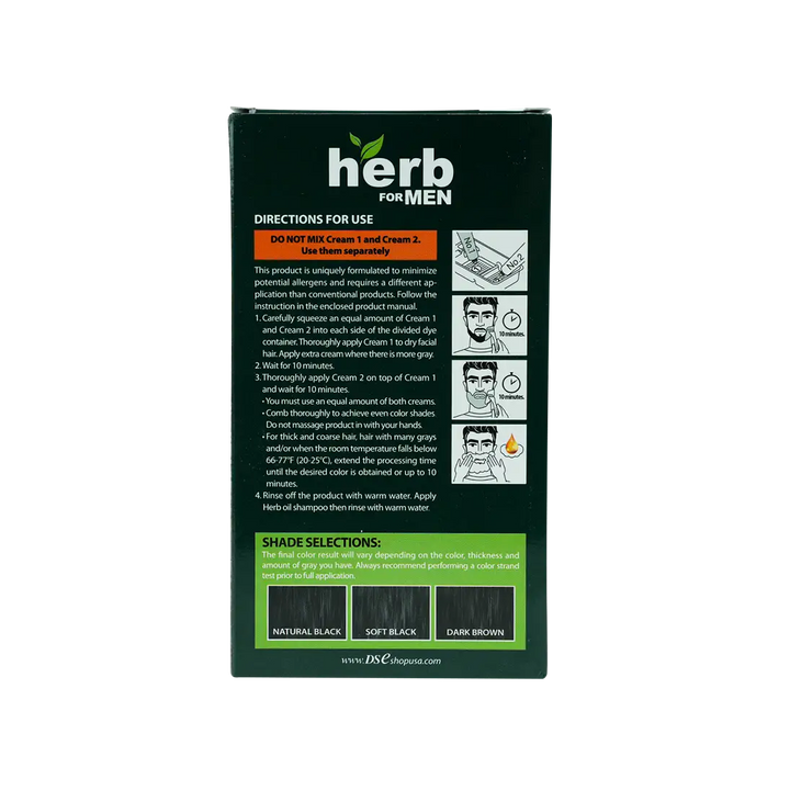 53783-Herb For Men Mustache &amp; Beard Dye Amm Free- Dark Brown +3