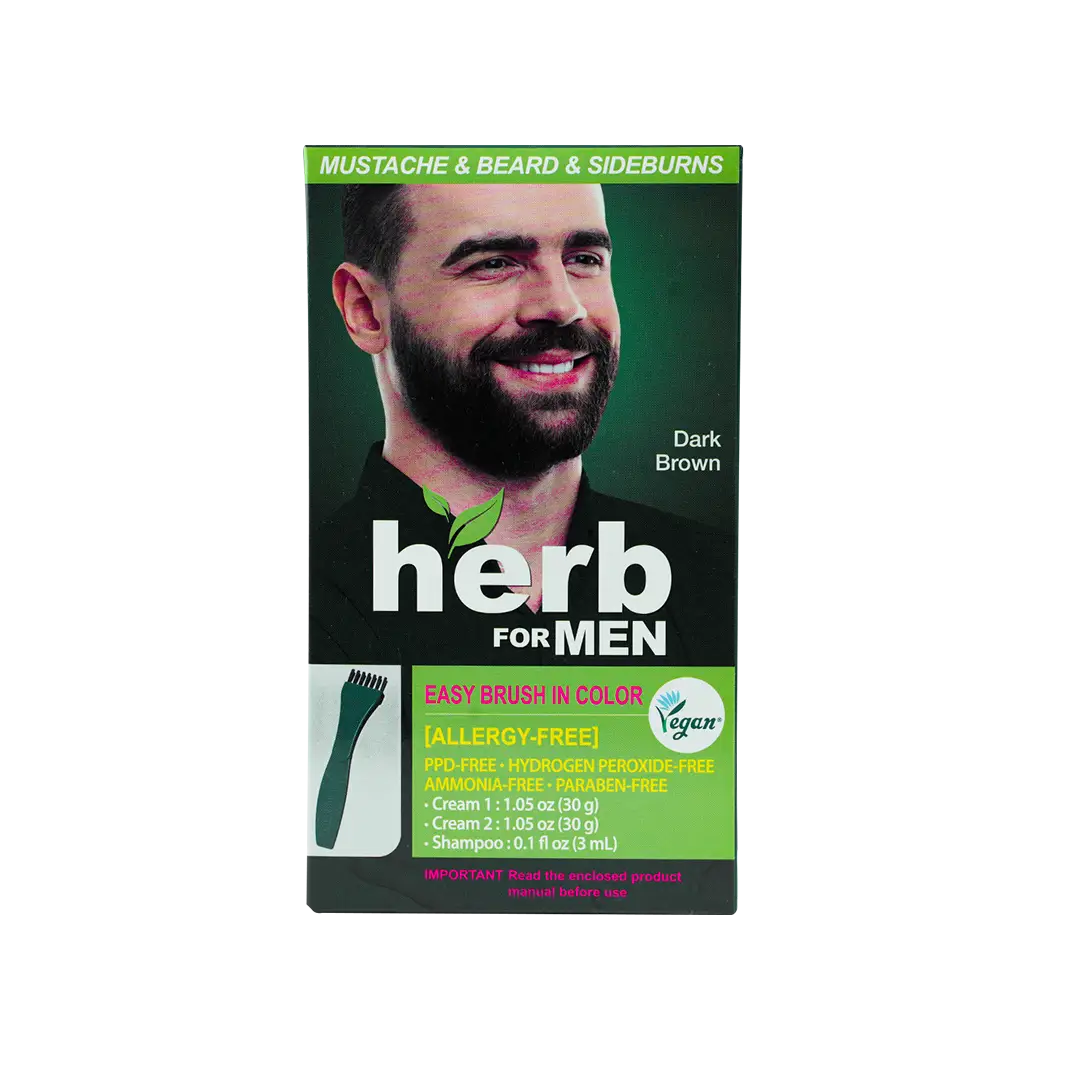53783-Herb For Men Mustache & Beard Dye Amm Free- Dark Brown