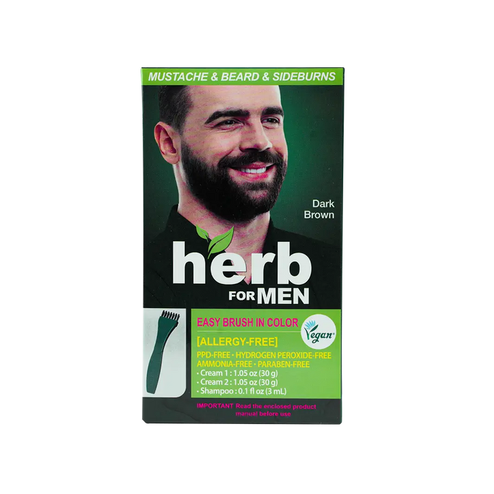 53783-Herb For Men Mustache &amp; Beard Dye Amm Free- Dark Brown