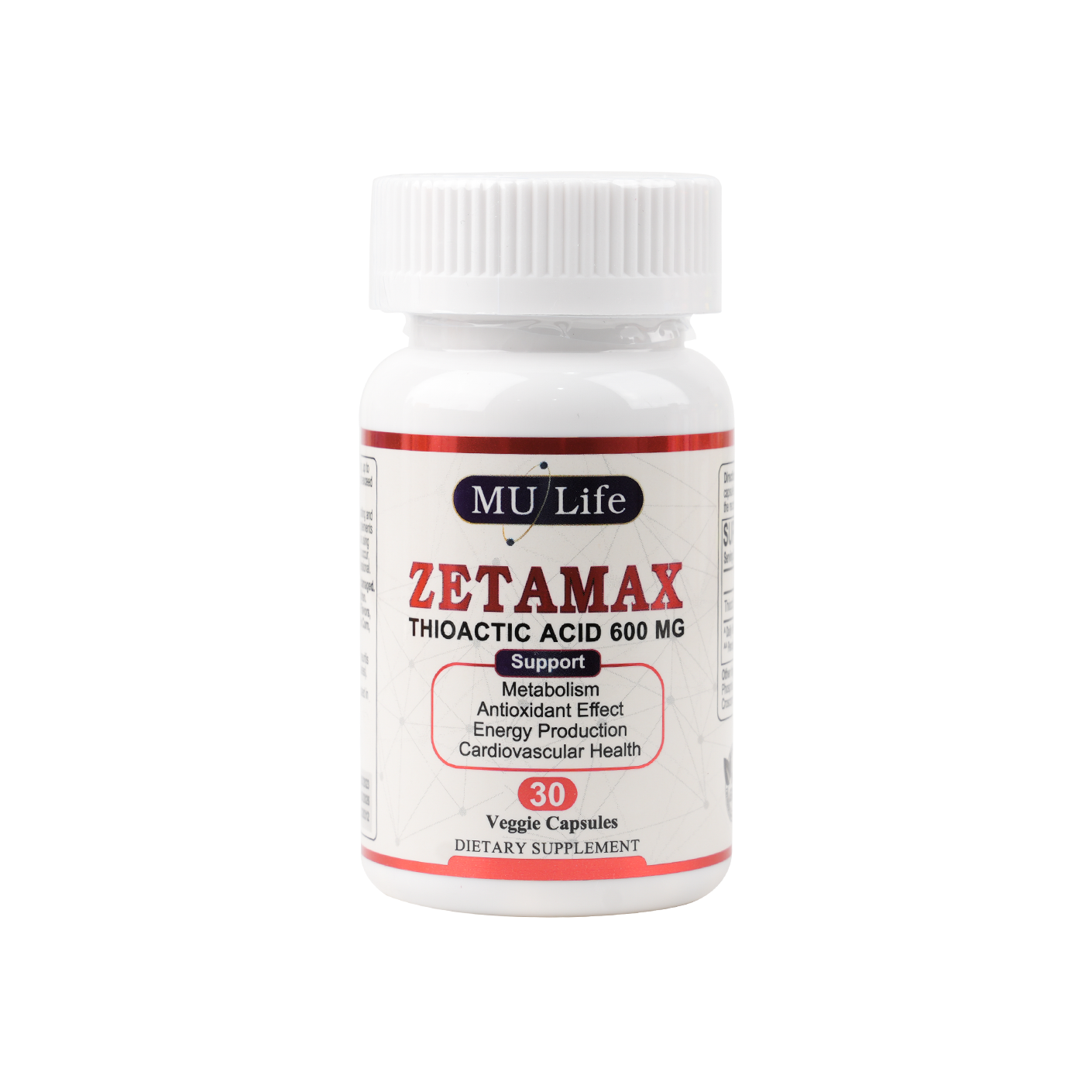 Mu Life Zetamax 600mg 30 Veggies Capsules