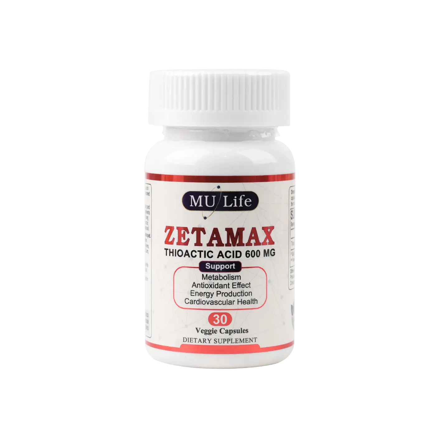Mu Life Zetamax 600mg 30 Veggies Capsules
