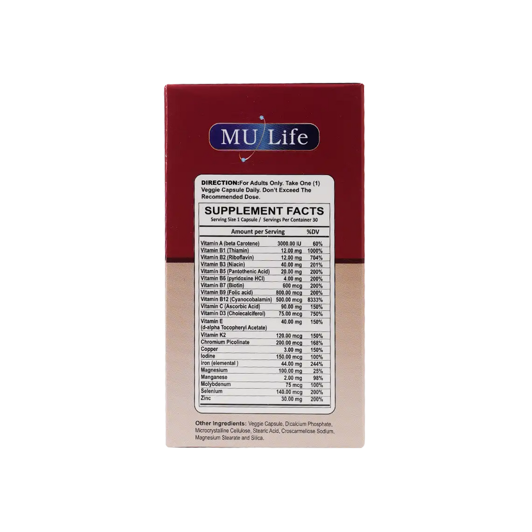 53790-Mu Life Prime-Vit 44mg Iron 30 Veggies Capsules +1
