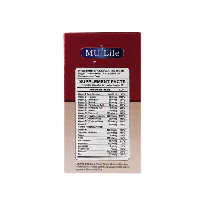 53790-Mu Life Prime-Vit 44mg Iron 30 Veggies Capsules +1