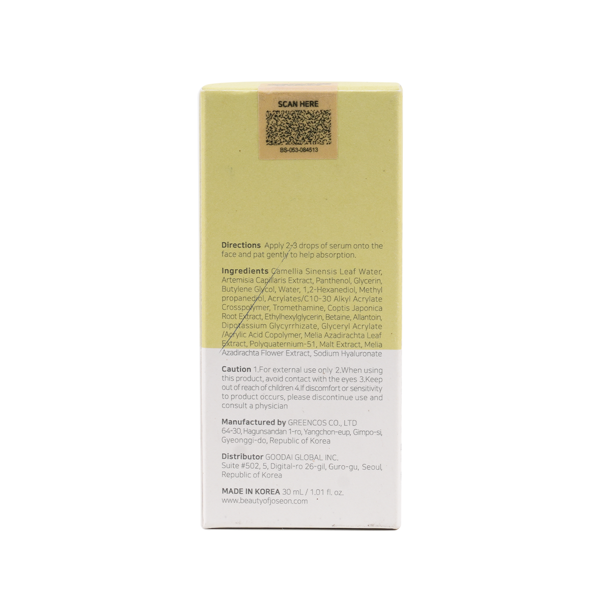 Beauty Of Joseon Green Tea+Panthenol Calming Serum 30ml