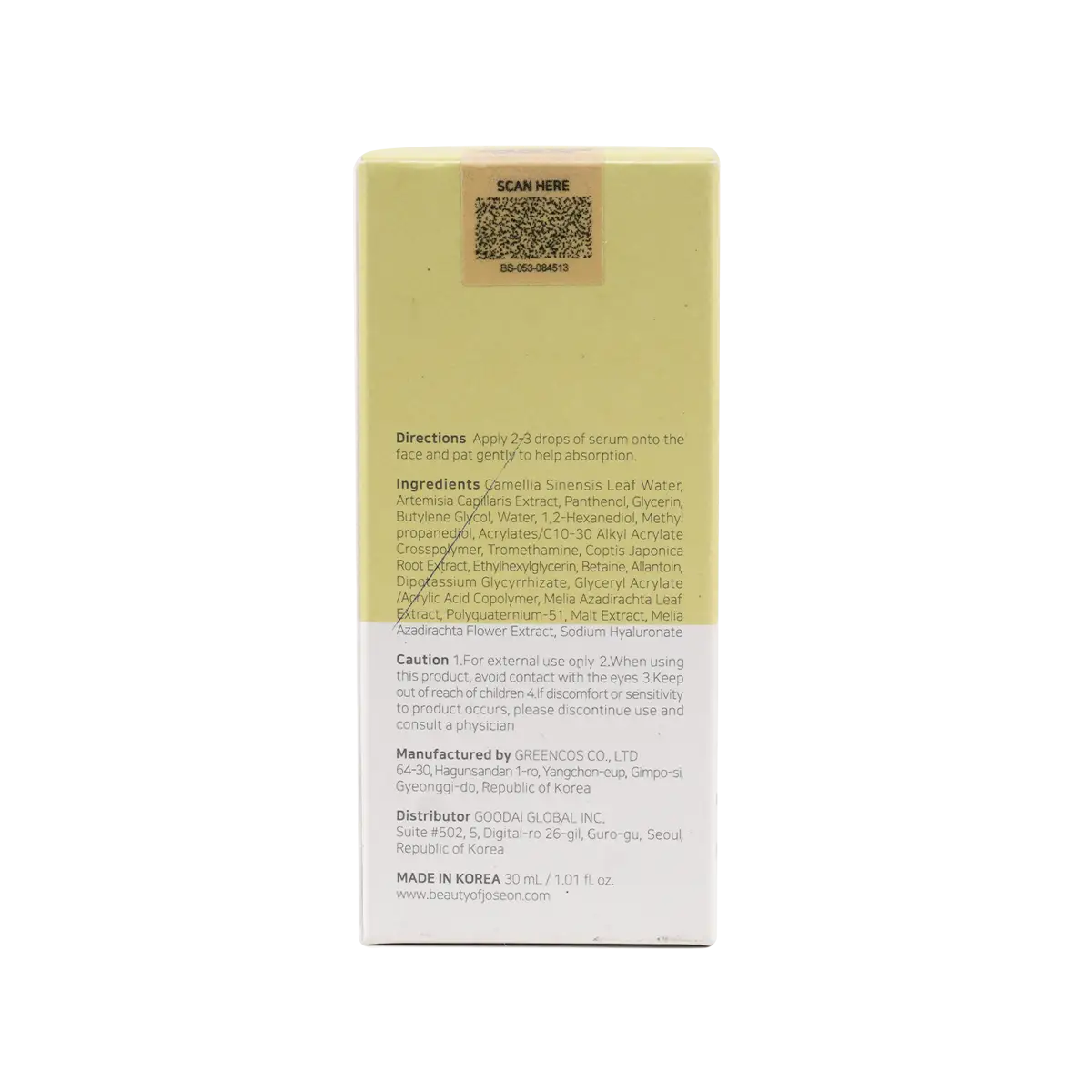 Beauty Of Joseon Green Tea+Panthenol Calming Serum 30ml