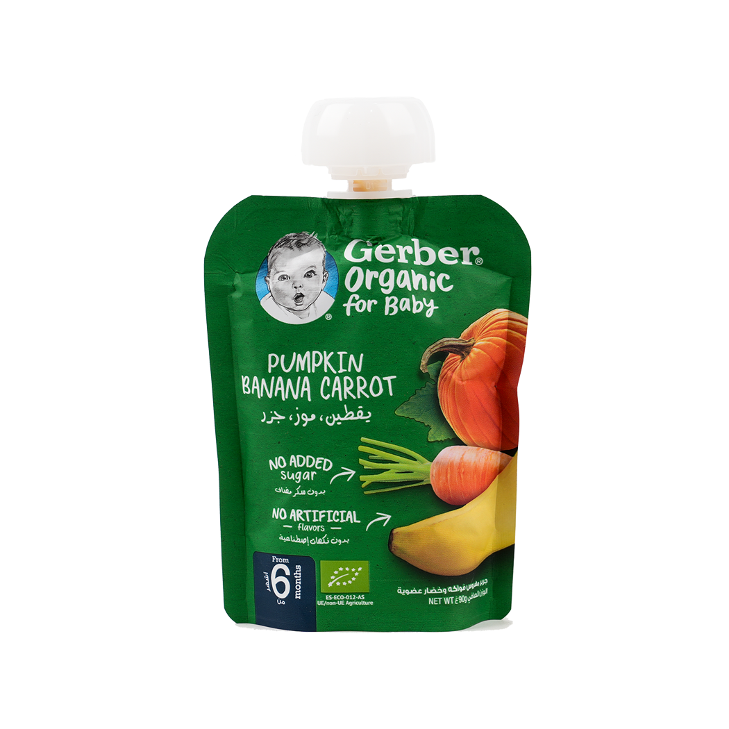 Gerber Organic From 6 Months 90g – Pumpkin,Banana & Carrot