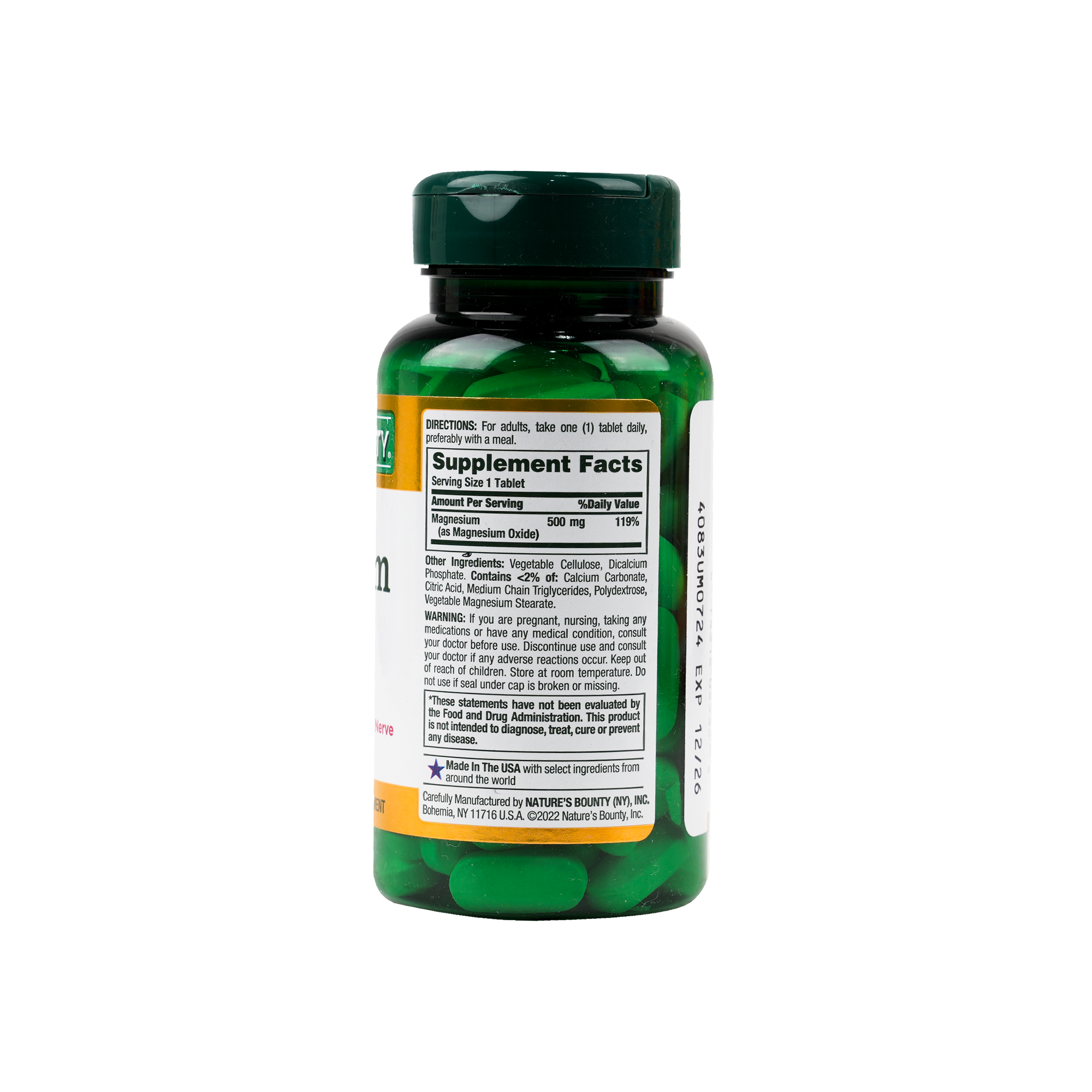 Natures Bounty Magnesium 500mg 100 Tablets