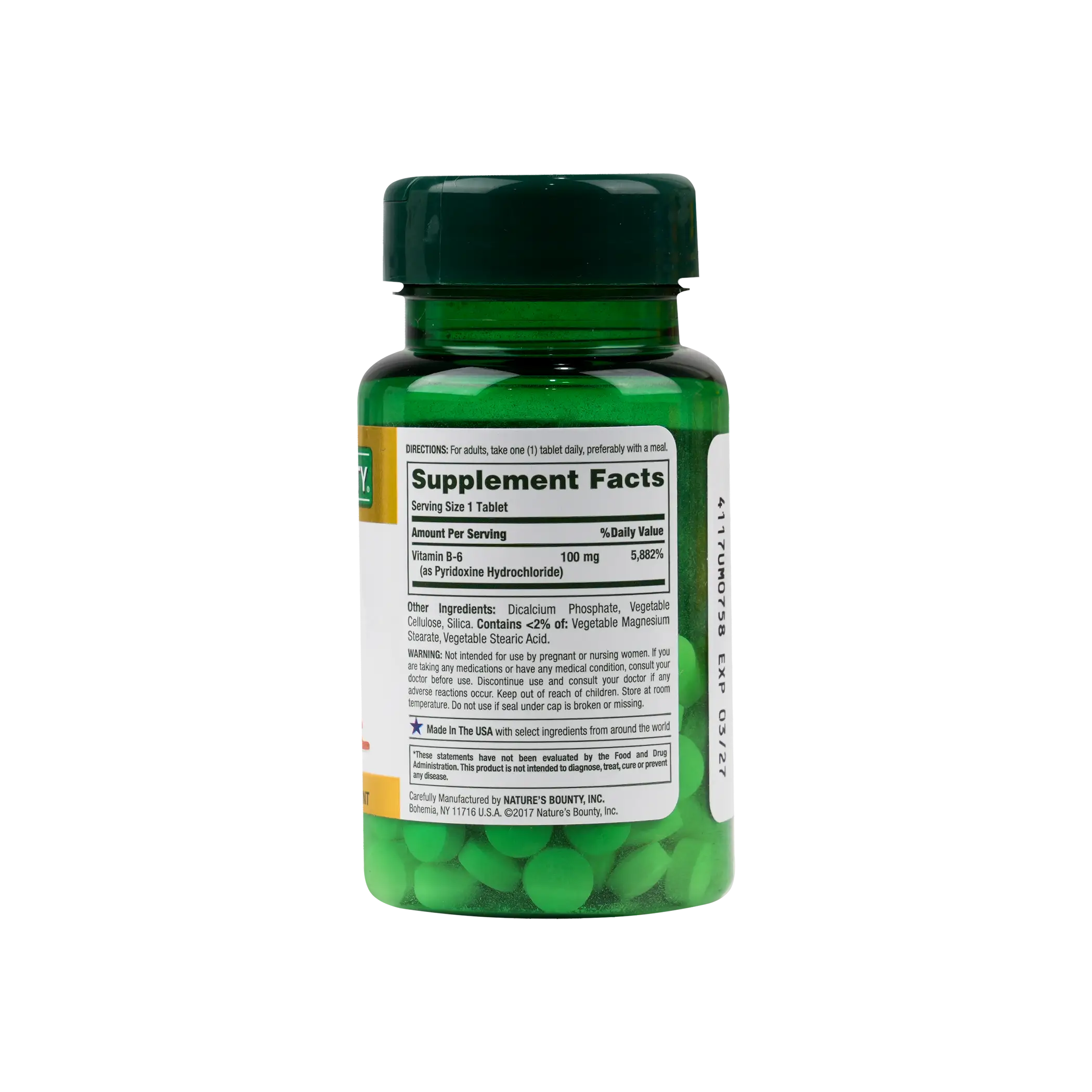 Natures Bounty B-6 100mg 100 Tablets