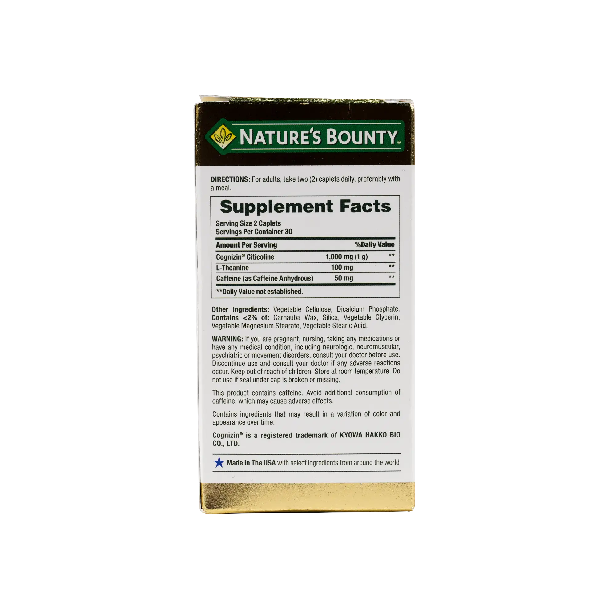 Natures Bounty Active Mind 1000mg 60 Tablets