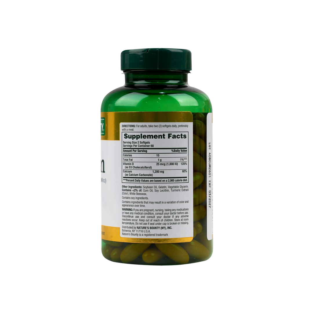 54051-Natures Bounty Calcium 1200mg Plus 25mcg Vit D3 120 Softgels +1